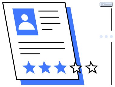 Profil kartında kullanıcı fotoğrafı, metin detayları ve dört yıldızlı bir not sistemi var. Geri bildirim, performans, çalışan değerlendirmesi, müşteri değerlendirmesi, hizmet derecesi, askere alma kalite değerlendirmesi için ideal