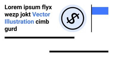 Dolar işareti çevrili, mavi bayrak, yer tutucu metin ve basit geometrik çizgiler. Finans, iş, pazarlama, markalaşma, bilgi grafikleri sunumları için ideal basit iniş sayfası