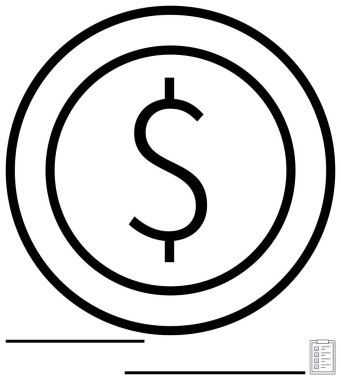 Para birikimini simgeleyen ikili daireler içinde dolar işareti. Resimli kontrol listesi planlamayı temsil ediyor. Para yönetimi, finans, bütçe, tasarruf, yatırım, ekonomi planlaması için ideal. Düz
