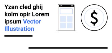 Dolar simgesinin yanındaki akıllı telefon ekran düzeni. Finans, mobil uygulamalar, e-ticaret, girişimler, teknoloji, veri görselleştirme, basit iniş sayfası için ideal