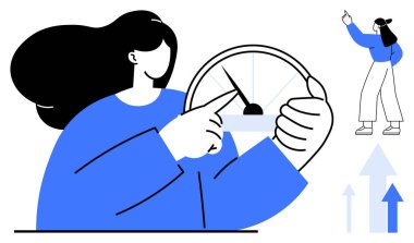 Hızölçer, performans takibi, hedefler belirleme ve büyümeyi resmetme konularında kadınların ilerleme kaydetmesi. Motivasyon, üretkenlik, iyileştirme, iş stratejisi, performans analizi için ideal