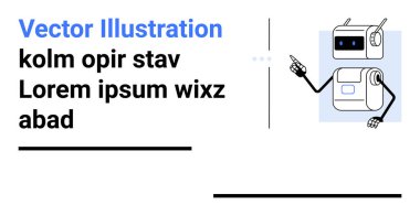 Antenli ve mesaj kutusunun yanında işaret eden insansı robot. Teknoloji, iletişim, yapay zeka öğrenme, eğitim, yenilik, dijital araçlar, basit iniş sayfası için ideal