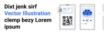 QR kodu başka bir ekranda görüntülenen medya içeriği oynatıcısıyla birlikte akıllı telefondan tarandı. Teknoloji, uygulamalar, güvenlik, kimlik doğrulama, e-ticaret, eğitim, basit iniş sayfası için ideal