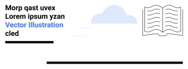 Ayrıntılı satırlar, minimalist bulut çizimi, yer tutucu metin. Eğitim, yayıncılık, okuma, hikaye anlatma, çevrimiçi öğrenme, basit iniş sayfası yazmak için ideal