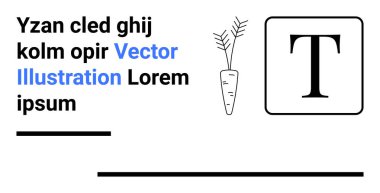 Metin satırları, havuç taslağı, kalın tipografi ve mavi işaretli metin. Eğitim, tasarım, markalaşma, tarım, minimalizm için ideal basit iniş sayfaları
