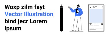 Resmi görevdeki adam, sosyal medya yazılımının yanı sıra stil kalemine de el kol hareketi yapıyor. Yaratıcılık için ideal, sosyal medya, tasarım araçları, dijital pazarlama, içerik oluşturma, takım çalışması, basit iniş