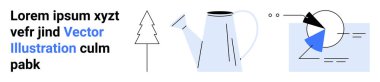 Minimalist sulama kutusu, ağaç yapısı ve büyüme, veri analizi ve sürdürülebilirliği gösteren pasta grafiği. İş, çevre, sürdürülebilirlik, eğitim eko-proje doğası veya basit