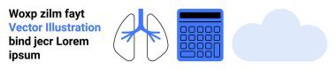 Basitleştirilmiş akciğer diyagramı, mavi hesap makinesi ve soyut bulut elementi. Sağlık, eğitim, veri analizi, çevre çalışmaları, bulut hesaplaması, teknoloji sade iniş sayfası için ideal