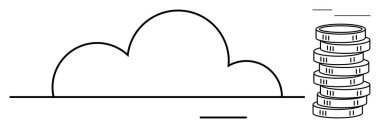 Veri depolamayı, ekonomik büyümeyi veya tasarrufu temsil eden madeni paraların yanında bulut silueti. Teknoloji, finans, yatırım, bulut hesaplama, ticari yenilik güvenliği için idealdir. Asgari