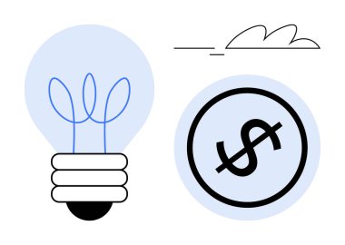 İçinde bitki bulunan ampul sürdürülebilirliği ve yeniliği simgeler. Çemberdeki dolar işareti finansal başarı ya da yatırım artışını gösteriyor. Yaratıcılık, girişimcilik ve finans için ideal