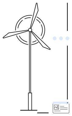 Basitleştirilmiş rüzgar türbini dönen bıçaklarla enerji topluyor. Sürdürülebilirlik, yeşil enerji, çevre bilinci, çevre dostu çözümler, yenilik, yenilenebilir kaynaklar, düz basit