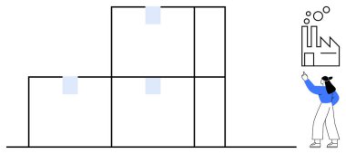 Geniş istiflenmiş kutuları denetleyen kadın, organize envanter yönetimini gösteriyor. Lojistik, takım çalışması, tedarik zinciri, işlemler, depo yönetimi, endüstriyel iş akışı için ideal