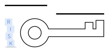 Yığılmış RISK bloklarının yanındaki siyah anahtar ana hatları erişim, fırsat ve dikkatli değerlendirme fikirlerini aktarıyor. İş stratejisi, karar verme, liderlik, sorun çözme, risk yönetimi için ideal
