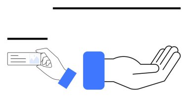 Açık elle kimlik kartı ve uzatılmış avuç içi. Kimlik tespiti, doğrulama, yardım, güven, sorumluluk, veri paylaşımı, erişim kontrolü için ideal. Basitleştirilmiş düz benzetme