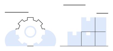 Sanayi, teknoloji, lojistik ve gelişmeyi sembolize eden kutular. Otomasyon, endüstri, lojistik, tedarik zinciri, teknoloji iş akışı gelişimi için ideal minimum düzlük