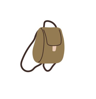 Kapaklı kahverengi bir sırt çantası ve basit bir tasarım düzeni. Görünür bir kayışı var. Seyahat gereksinimleri, okul malzemeleri, açık hava aktiviteleri, günlük geziler ve minimalist yaşam tarzları için idealdir.