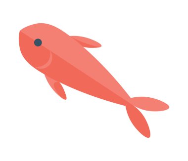 Kırmızı bir balığın basit bir vektör çizimi, geometrik tarzda ve temiz çizgilerle vurgulanmış. Deniz yaşamı eğitimi, dijital sanat minimalist tasarım ve çocuk kitapları için idealdir. Yumuşak pastel