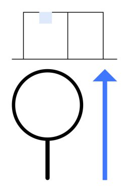 Büyütme yapısı ve yukarı doğru ok büyümeyi, berraklığı ve keşfi simgeliyor. Araştırma, ilerleme, keşif, yön, odaklanma yenilik çözümü için idealdir. Düz basit metafor