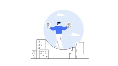 Modern bir şehir ortamında VR kulaklık takan, teknolojiyi dengeleyen ve insanlarla bağlantı kuran biri. Minimalist tasarım, günümüz dünyasındaki sanal ve gerçek dünya deneyimlerinin karışımını vurgular..