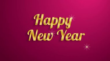 Yeni Yıl 'ı kalın pembe arkaplanlı kalın altın harflerle 2025 ile kutluyoruz. Parlak aksanlar bayram kartları, afişler veya dekorasyonlar için mükemmel bir şenlik dokunuşu katıyor..