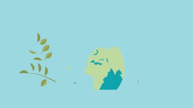 Toprak, rüzgar türbinleri ve doğal manzaralar. Bu resim, yenilenebilir enerji kaynaklarını vurgulayarak sürdürülebilirlik ve küresel çevre bakımı mesajı iletir..