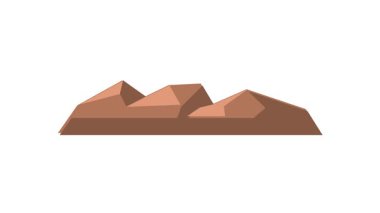 Beyazda izole edilmiş, geometrik şekilli kahverengi kayalık arazinin minimalist çizimi. Kayalık peyzaj elementinin basit tasarımı onu temiz, modern video 4k, mp4 için uygun hale getirir.