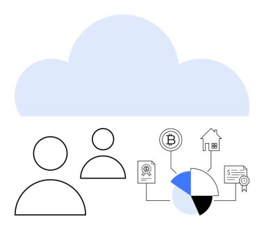 Mal varlığı, kripto para birimi, sertifikalar ve analitik de dahil olmak üzere finansal varlıkları yönetmek için bulut aracılığı ile bağlantı kuran kullanıcılar. Finans, teknoloji, veri, yatırım, yenilik için ideal gayrimenkul