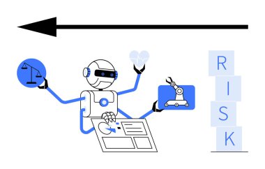 Robot jonglörlüğü, kalp, endüstriyel otomasyon ve RISK yığını ve okla belge analizi. Yapay zeka etiği, verimlilik, karar verme, robot bilimi, risk değerlendirme otomasyonu için ideal