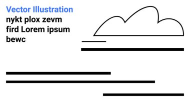 Yatay siyah çizgileri ve yer tutucu metni olan soyut bulut şekli. Teknoloji, markalaşma, iletişim, sunumlar, belgeler, broşürler, şürler, basit iniş sayfaları için ideal