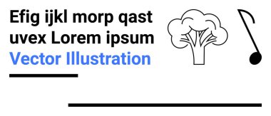 Soyut ağaç tasarımı, nota ve yapılandırılmış yer tutucu metni. Müzik, tasarım, doğa, şablon, markalaşma, eğitim ve basit bir iniş sayfası için ideal