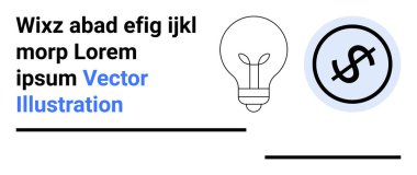 Finansal büyüme ve yenilik için dolar simgesinin yanında fikirleri temsil eden ampul. İş, finans, girişimcilik, yaratıcılık, strateji, girişimcilik ve basit iniş sayfası için ideal