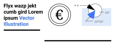 Çember şeklinde Avrupa işareti, üçgen ve dairesel şekiller, soyut metinler. Finans, markalaşma, dijital ekonomi, fintech, iş analizi, yaratıcı tasarım basit iniş sayfası için ideal