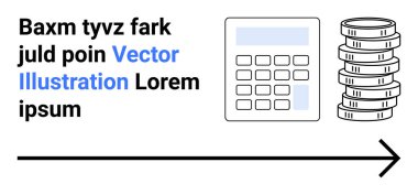 Birikmiş para ve okun bitişiğindeki hesap makinesi finansal büyüme, bütçe, yatırım ve planlama öneriyor. Finans, muhasebe, iş stratejileri, bankacılık, ekonomi verileri için ideal