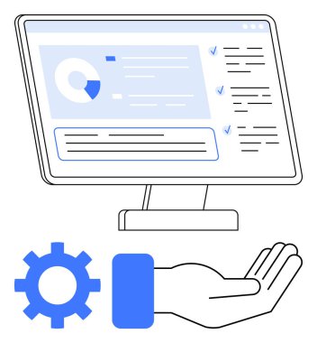 Analitik gösterge paneli, vites ve açık elle izle. Veri yönetimi, destek, teknik hizmetler, analitik araçlar, takım çalışması çözümleri ve dijital işbirliği için ideal. Düz basit metafor