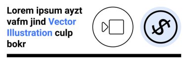 Metnin yanında oynat düğmesi ve dolar işareti simgeleri. Video pazarlama, içerik parası, finansal büyüme, çevrimiçi kurslar, medya üretimi, dijital iş, basit iniş sayfası için ideal