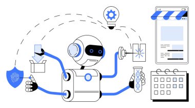 Robot DNA testi, siber güvenlik, çevrimiçi görevler, operasyon süreçleri ve fikir üretimiyle ilgileniyor. Yenilik için ideal, otomasyon, yapay zeka, bilim üretkenlik teknolojisi