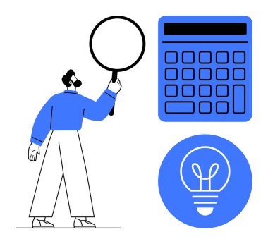 Bireysel olarak bir büyüteç tutan verileri analiz ediyor, hesaplamayı ve beyin fırtınasını vurguluyor. Araştırma, analiz, problem çözme, yenilik, yaratıcılık ve finans eğitimi için ideal. Düz basit