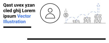 Finansal büyüme ve ilerlemeyi temsil eden madeni paraların yanında kullanıcı profili simgesi. Ticari başarı, kişisel finans, yatırım, gelir izleme, veri görselleştirme, bankacılık, basit