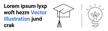 Tomurcuklu bir ampulün yanında püsküllü mezuniyet şapkası eğitim, yenilik ve büyümeyi simgeliyor. Öğrenme, yaratıcılık, kariyer, başarı, sürdürülebilirlik için ideal basit iniş