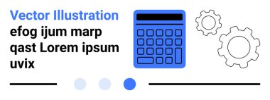 Vites ve metin elementlerinin yanında mavi hesap makinesi, teknolojiyi, otomasyonu ve verimliliği simgeliyor. Finans, mühendislik, dijital araçlar, iş planlaması, yazılım öğrenme materyalleri için ideal