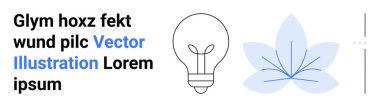 Ampul, soyut çiçekli grafikler ve metin elementlerinin yanında modern, minimalist bir tarzda dizilir. Yenilik, yaratıcılık, eğitim, doğa, çevre dostu, markalaşma, basit iniş sayfası için ideal