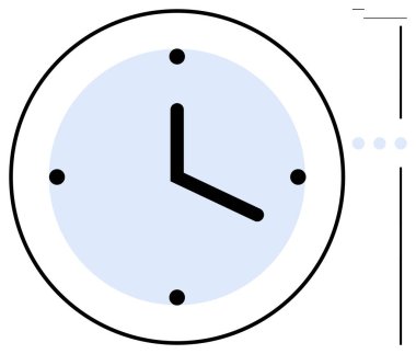 Klasik yuvarlak saat, siyah saat ve dakika elleri ve dört nokta saat işaretleri. Dakiklik, zaman yönetimi, verimlilik, program, odaklanma, zamansızlık, modern dekor için idealdir. Düz basit metafor