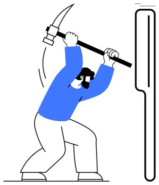 Büyük bir bloğu kazma ile vurarak çabayı ve inadı sembolize ediyor. Azim, problem çözme, ilerleme, değişim, motivasyon ve kendini geliştirmek için ideal. Düz basit