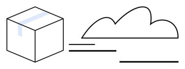İçinde bant ve dinamik hareket çizgileri olan kutu, dijital depolamayı, bulut hesaplamasını, hızı, lojistiği, veri transferini, ekommersi, sürdürülebilirliği sembolize ediyor. Teknoloji lojistiği için ideal