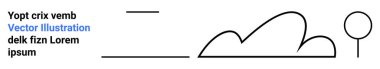 Ağaç, bulut ve geometrik yatay çizgiler içeren temiz, minimal sanat eserleri. Doğa, sükunet, sadelik, uzay, modern tasarım, açık hava temaları için ideal basit iniş sayfası