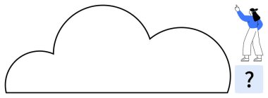 Büyük bulut şeklinde, ona doğru hareket eden biri ve bir soru işareti. Beyin fırtınası, karar verme, yaratıcılık, sorular, problem çözme, merak ve yenilik için idealdir. Düz basit metafor