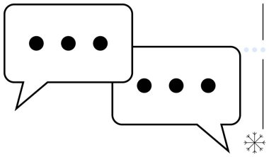 İki üst üste binen konuşma balonu, elips şeklinde konuşma, bağlantı ve iletişimi simgeliyor. Mesajlaşma, diyalog, takım çalışması, işbirliği, geri bildirim, sosyal medya dairesi için ideal