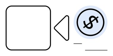 Dolar simgesine işaret eden kamera simgesi videoyla ilgili gelir ya da finansal işlemleri ifade eder. Dijital medya, yayın, içerik oluşturma, reklam, ekonomi, kar, pazarlama için idealdir. Düz basit