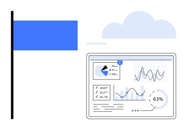 Grafikler, pasta grafiği, ilerleme takibi, bulut entegrasyonu ve istatistiklerden oluşan analitik gösterge paneli. İş planlaması, veri analizi, mali büyüme ve bulut temelli çözümler için ideal