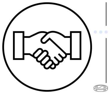 Bir çember çizgisi içinde iki el sıkışması anlaşma, güven ve işbirliğini sembolize eder. İş anlaşmaları, takım çalışması, sözleşmeler, diplomasi, ortaklık ahlakı için idealdir.